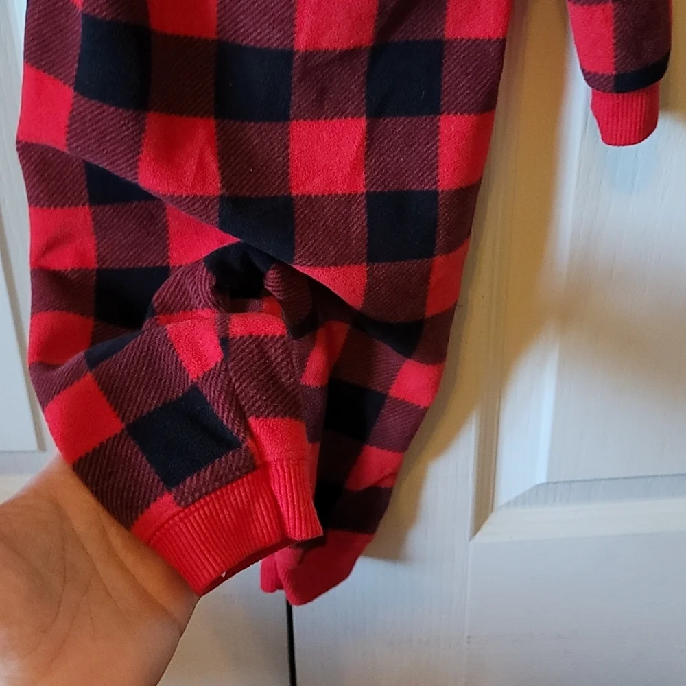 Carters 12mo black and red checkered hooded winter zip up